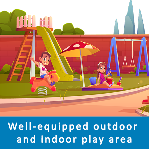 Well-equipped outdoor and indoor play area